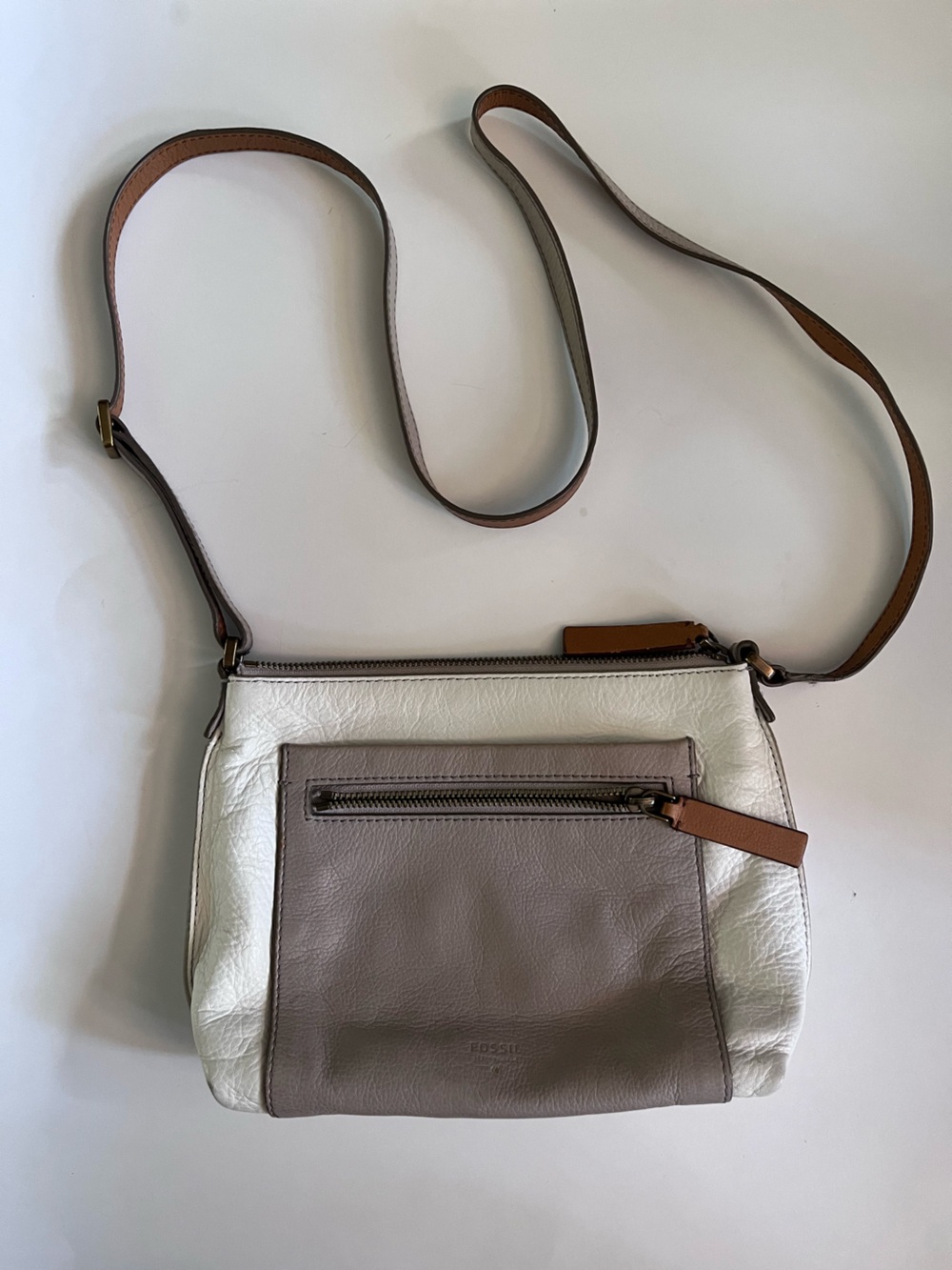 Fossil Two-Tone Leather Crossbody Bag